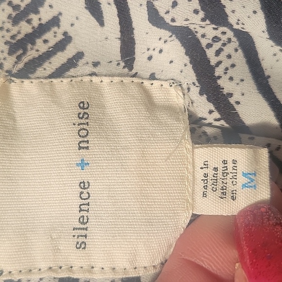 Silence + Noise Woman's Black & Beige Open Front Kimono Sleeve, Top, M - Picture 6 of 7